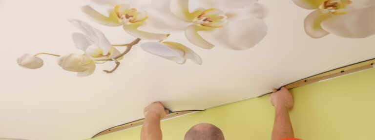 plafond tendu imprime fleurs